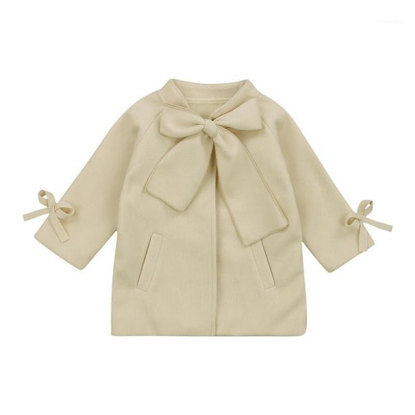 

fashion girl solid color big bow overcoat long sleeve greatcoat with pocket jackets coats winter outwear1, Blue;gray