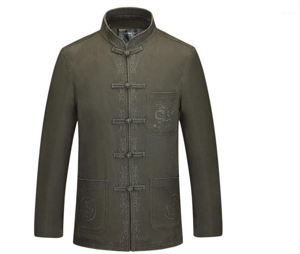 

men's new double deck cotton thick outerwear with lining traditional chinese sun yat sen's uniform jacket coat for men1, Black;brown