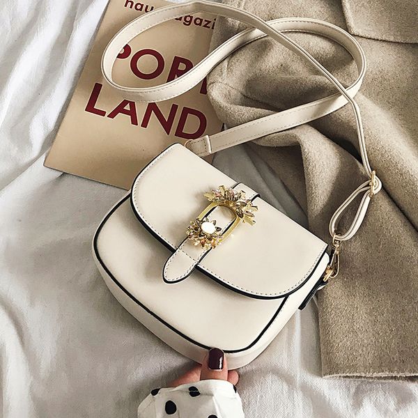 

elegant female saddle bag 2019 fashion new pu leather women's designer handbag diamond lock shoulder messenger bag c0121