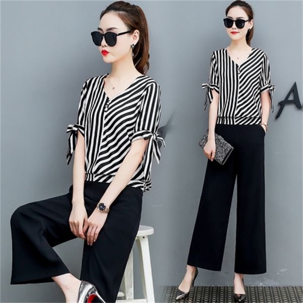 

2021 fashion will see two striped clothes of women's and pants femme deux female parts wu91, White
