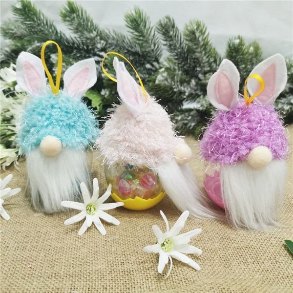 

2021 easter kids no face doll rabbit pendant gifts plastic children cute candy box christmas easter fashion decoration supplies g12204