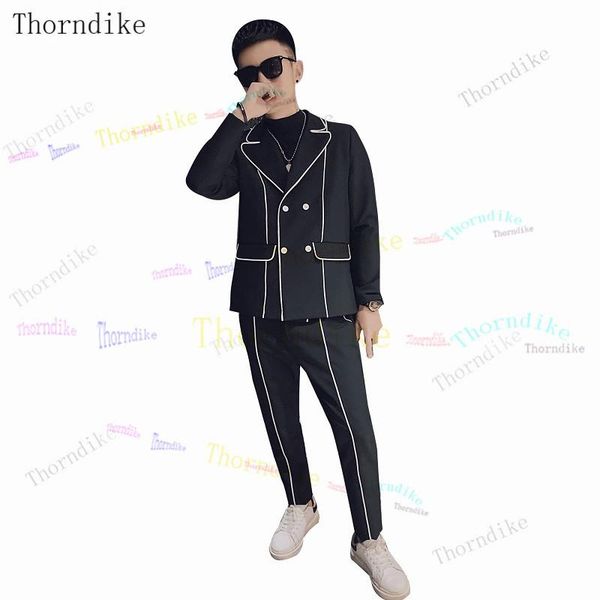 

thorndike handsome groomsmen peaked lapel groom tuxedos mens wedding dress man jacket blazer prom dinner (jacket+pants, White;black