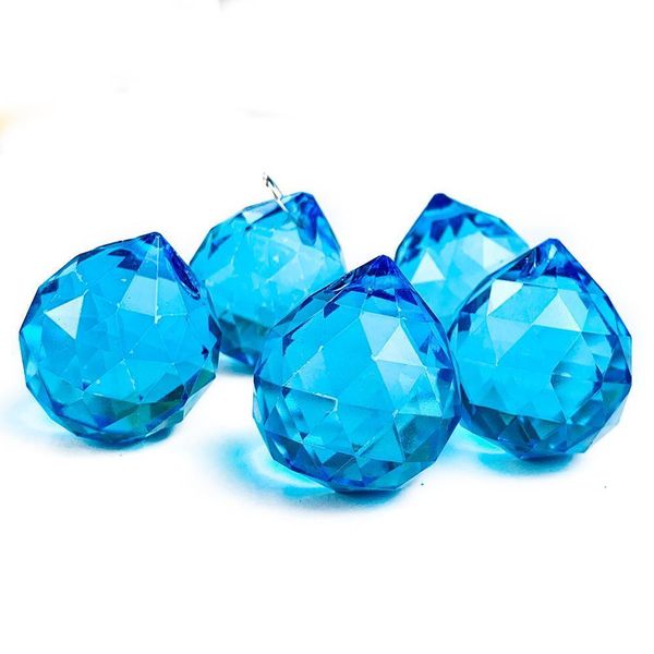 

5pcs 30mm light blue crystal suncatcher chandelier pendant faceted balls glass prism rainbow maker for home wedding decoration h wmtrvw