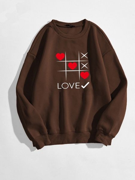 

heart & letter graphic thermal pullover 737v#, White;black