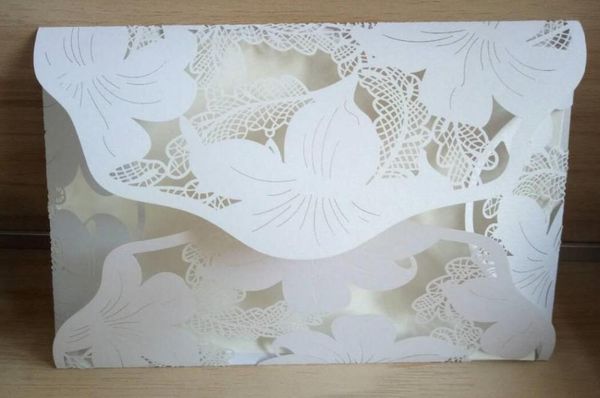 

drop shipping 1x white laser cut floral butterfly wedding invitation card, laser cut invite pocket no envelope,no insert