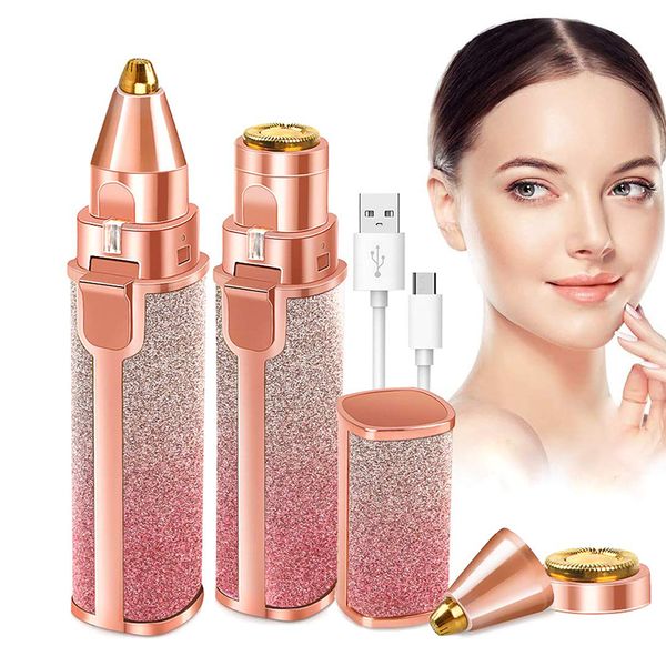 

2 in1 protable electric epilator eyebrow femaletrimmer shaver body facial lipstick shape hair removal women painless razor
