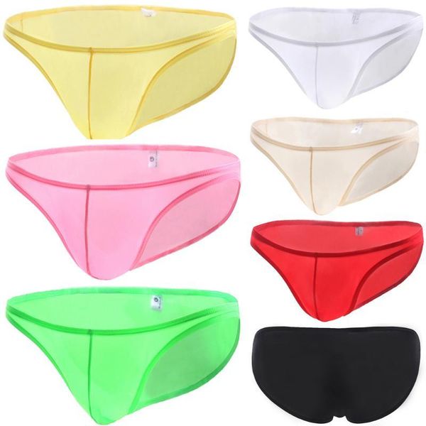 

la maxpa men underwear convex pocket ultra-thin transparent ice silk men's briefs fork low waist small three pants shorts k13471, Black;white