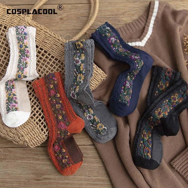 

cosplacool]harajuku floral funny socks women warm cotton cute socks art handmade creative skarpetki sokken calcetines mujer1, Black;white