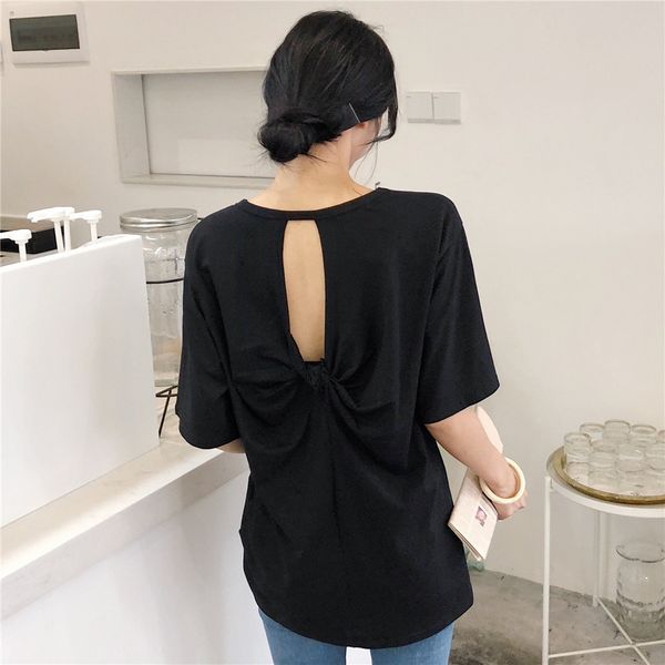 

2021 new polyester shirt summer korean style design back in the air casual solid light female conventional short sleeve 3ysc, White