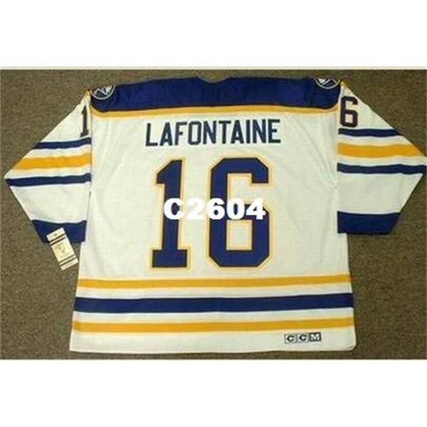 

mens #16 pat lafontaine buffalo sabres 1992 ccm vintage retro home hockey jersey or custom any name or number retro jersey, Black