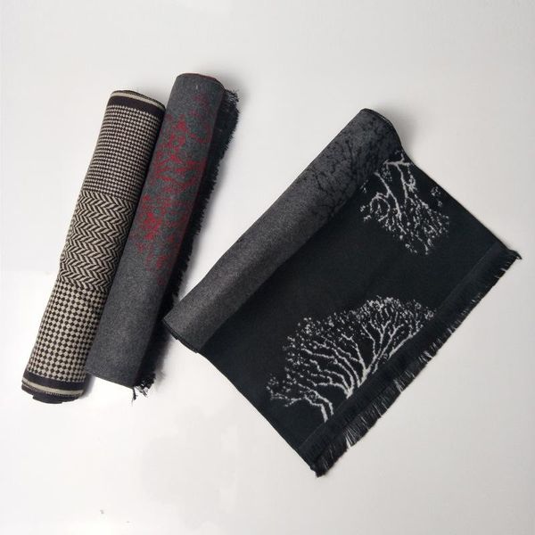 

scarves 2021 winter cashmere men's scarf long double-sided jacquard fortune tree warm 180*30cm, Blue;gray