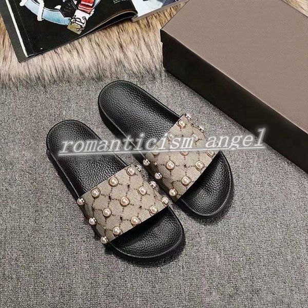 

2021 mens womens beautiful slippers sandals summer beach causal pearl flip flops slippers sandal shoes size 35-45, Black;red