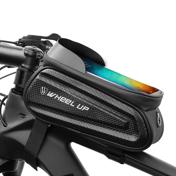 

front frame bicycle bags waterproof tube mount handlebar storage bag bike phone holder with touch screen *