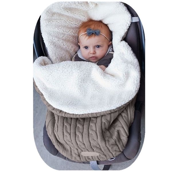 Bebê dormir saco envelope inverno crianças sleepsack footbuff para carrinho de criança malha saco de sono crianças nascidos malha lã slaapzak 220216