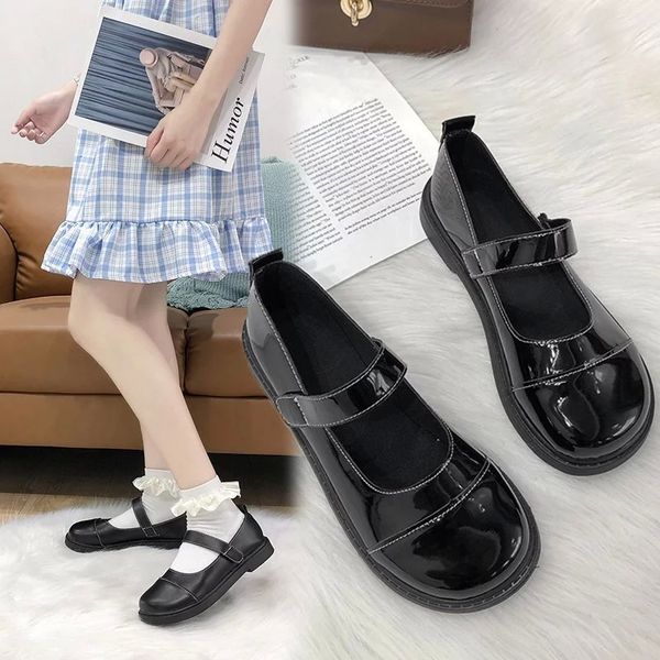 

spring autumn lolita shoes women flats mary janes patent leather oxford shoes black girls retro casual zapatos muje 8139n #mq85
