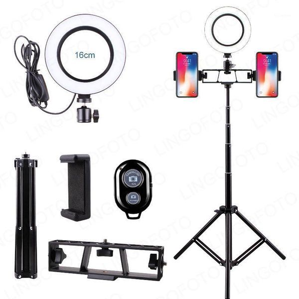

flash heads ring fill light 160/200/260mm with 160cm stretchable selfie stick two mobile phone holders and bluetooth romote control uc97751