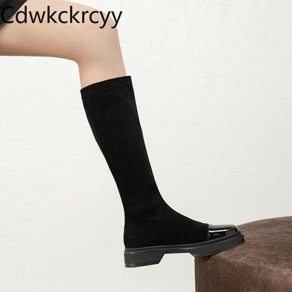 

winter the new fashion british style round head elasticity stovepipe takato martin boots black high heels women boots size 34-43
