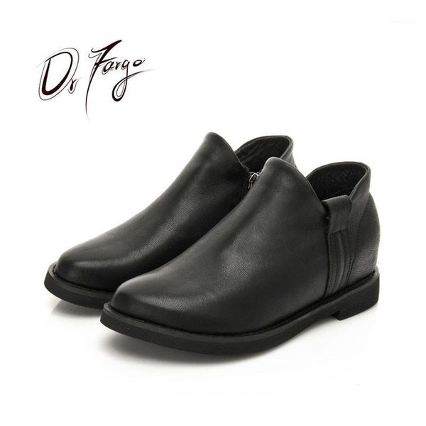 

boots drfargo genuine leather shoes women spring summer ankle classic black soft cow round toe size 34-401