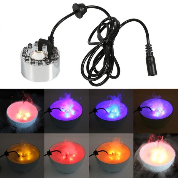 

24v ultrasonic mist maker fogger water fountain pond atomizer air humidifier 12 led color changing with adapter