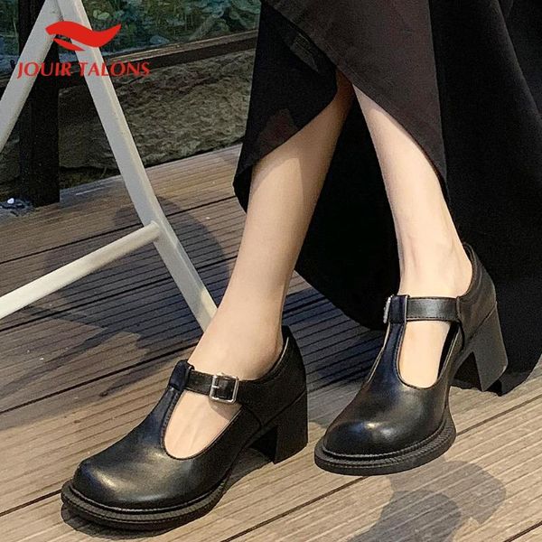 

dress shoes jouir fashion 2021 wholesale mary janes sandals woman platform buckle strap thick heels women, Black