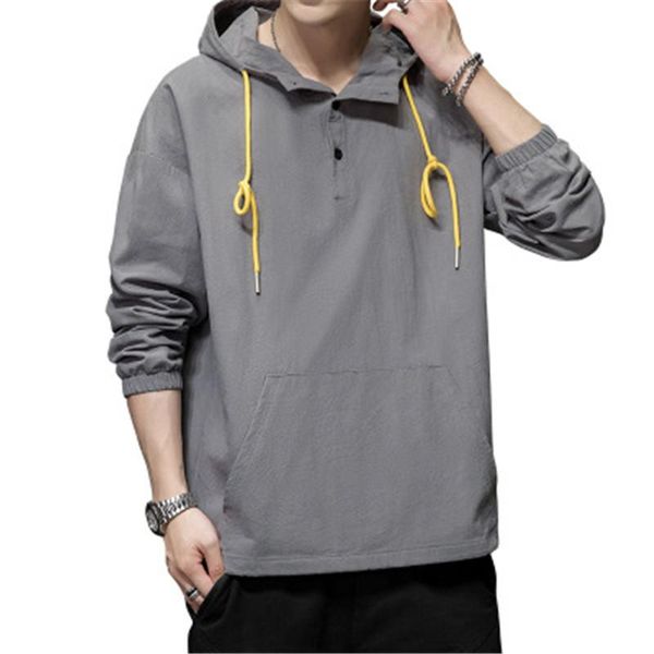 

man all-match long sleeve hoodies fashion korean version solid color hooded pullover sweatshirts designer male loose casual pullover hoodies, Black