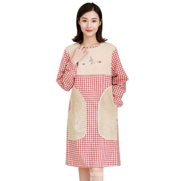 

kitchen cooking apron waterproof oil-proof aprons for woman cute korean style long long sleeve plain aprons for chef waitress