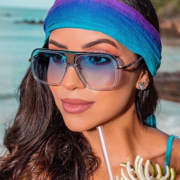 

New Fashion Metal Square Sunglasses Women Brand Oversized One Piece Sun Glasses Men Rimless Driving Shades Oculos Feminino UV400, White;black