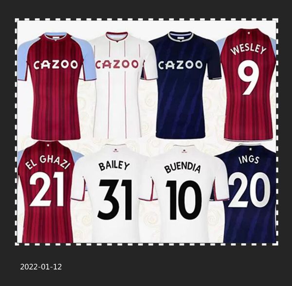 

21 22 barkley jerseys buendia traore soccer football shirts 2021 2022 watkins wesley ghazi m.trezeguet mcginn men + kids kits uniforms, Black;yellow