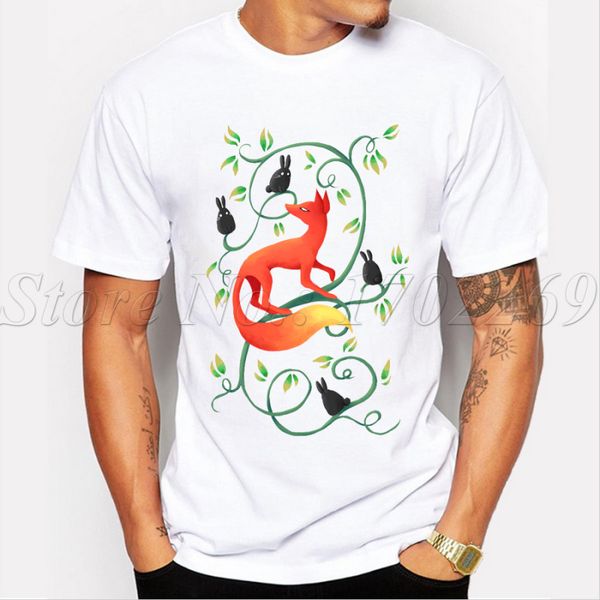 

2019 самых новых мужской моды кролики и fox printed t-shirt summer прохладный топы мода тройников спорта с капюшоном hoodie