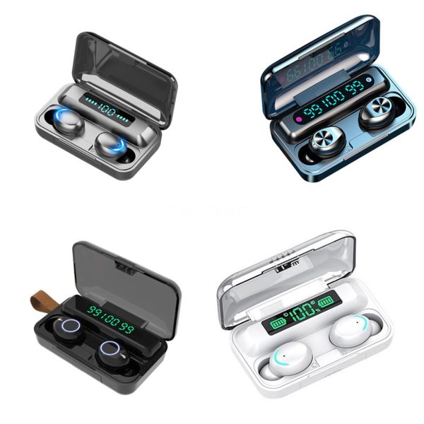 

wireless earphone bluetooth v5.0 f9 tws wireless bluetooth headphone led display with 2000mah power bank headset with microphone#654