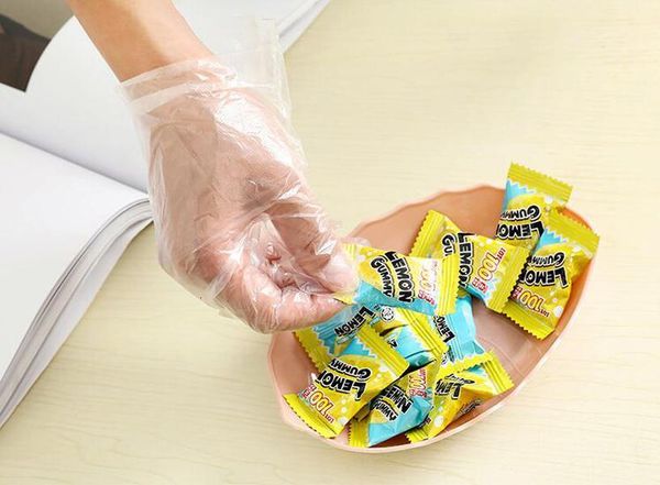 

factoryvmkoplastic disposable glove food transparent grade waterproof home clean gloves colorful packing 100pcs other kit