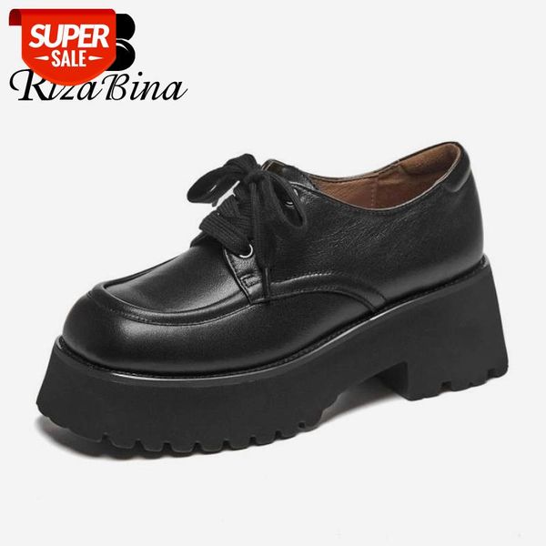 

rizabina new women sneakers cow leather metal chain lace up shoes women fashion cool spring shoes footwear size 34-39 #hh8m