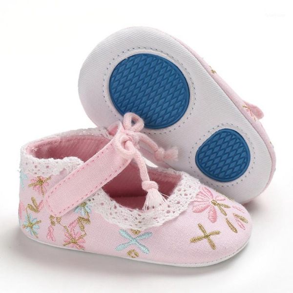 

baby girl first walkers cartoon floral embroidery soft sole baby crib shoes with bowknot 12111
