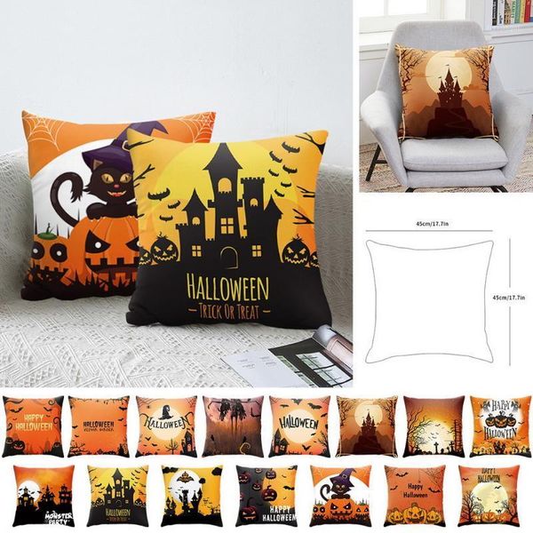 

new halloween cushion cover pumpkin black cat crow throw pillow pumpkin castle printed decorative pillow case for sofa bedroom1