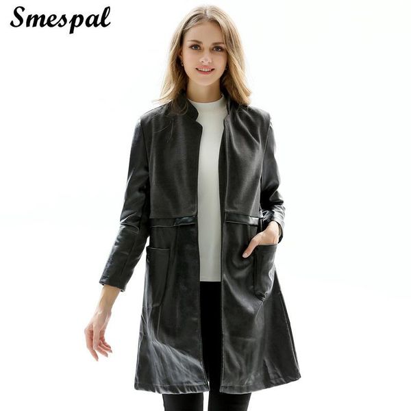 

women's leather & faux women winter coats black plus size pu jacket