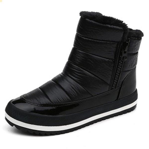 

boots snow fur ankle thick cotton women female warm shoes, Black