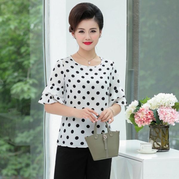 

qaeli for tjacket summer short shirt foreign style jacket suit women's chiffon sleeve t-shirt two piece set noble middle-aged mother , Gray