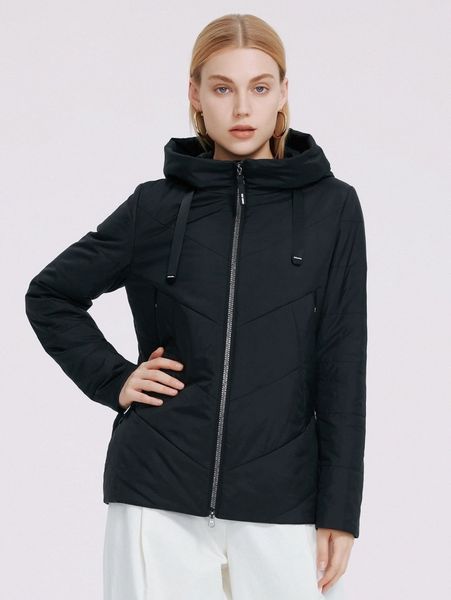 

patchwork zip fly hooded winter coat r4wm#, Black