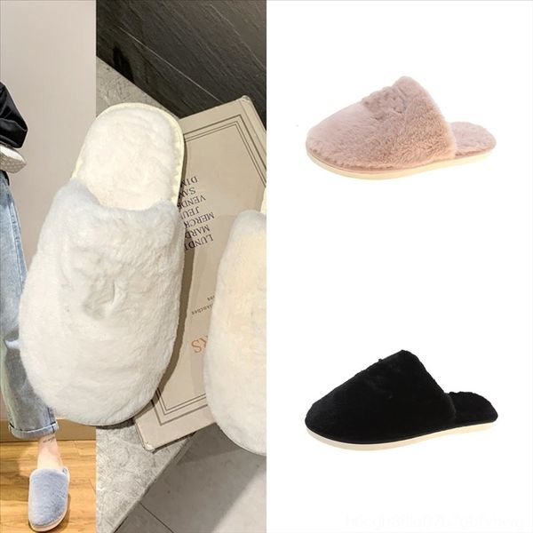 

nd44q removable warm plush indoor slippers waterproof slipper plush men kitchen working shoes anti-slip soft eva women lovers, Black