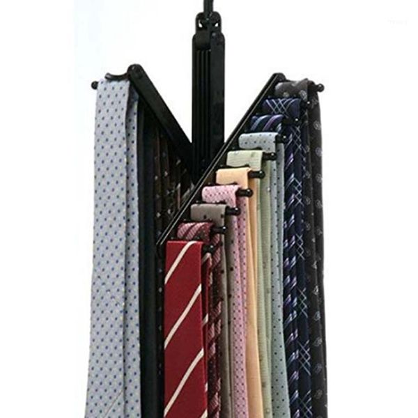 

creative 360 degree rotating 20 tie rack closet organizer neck ties necktie belt scarves non-slip holder hanger1