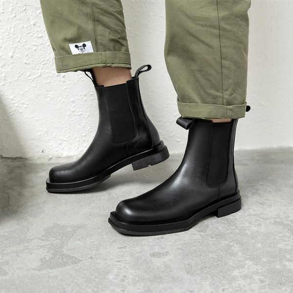 

sklfgxzy new winter genuine leather women boots motorcycle boots outdoor black square head women shoes
