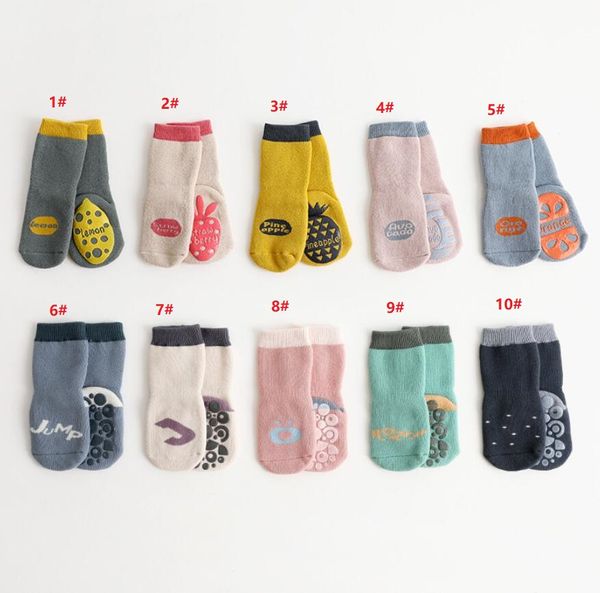 Kindersocken Baby Jungen Mädchen warme Schlaufensocken Kinder verdicken Baumwolle gute Qualität Baumwolle weiche warme rutschfeste Raumsocken schützen Kinderfüße Socke