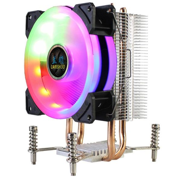 

lanshuo cpu cooler 2 heat pipes rgb cpu radiator ultra quiet cooler fan for lga 2011 x79 x99 x299(3pin single fan