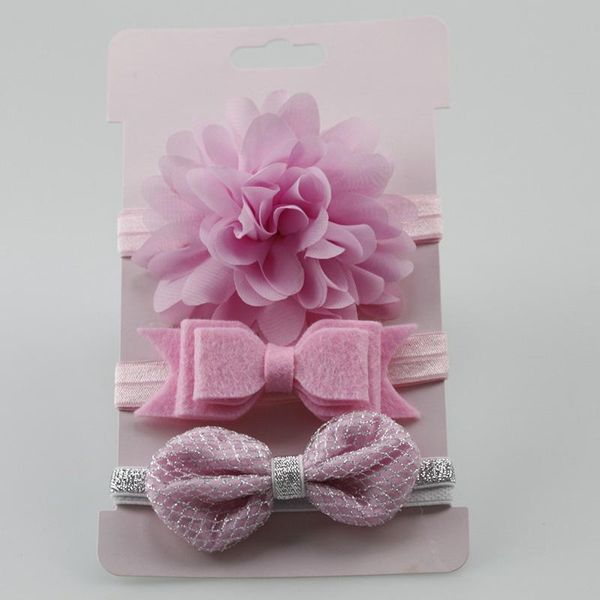 

3pcs set цветочные луки детские повязка на голову упругой бабочками повязки турбан дети растягивающиеся волосы haarband baby девушка аксессу, Slivery;white