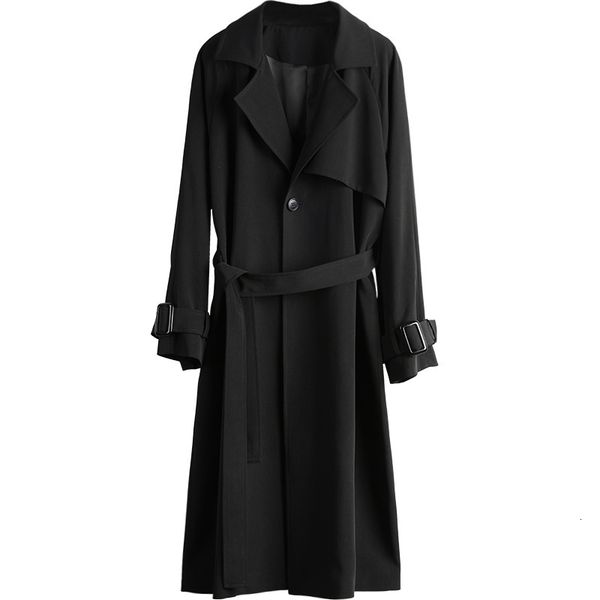 

temperament windbreaker 2021 new mid-length black coat women's spring autumn trench coats for women outerwear 103a, Tan;black