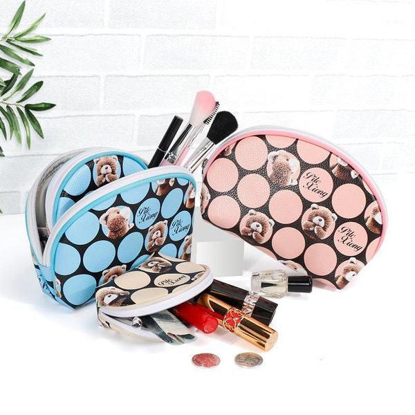 

cosmetic bags & cases leather 2 sets travel organizer animal makeup bag beautician beauty case toiletry make up pouch wash bags1