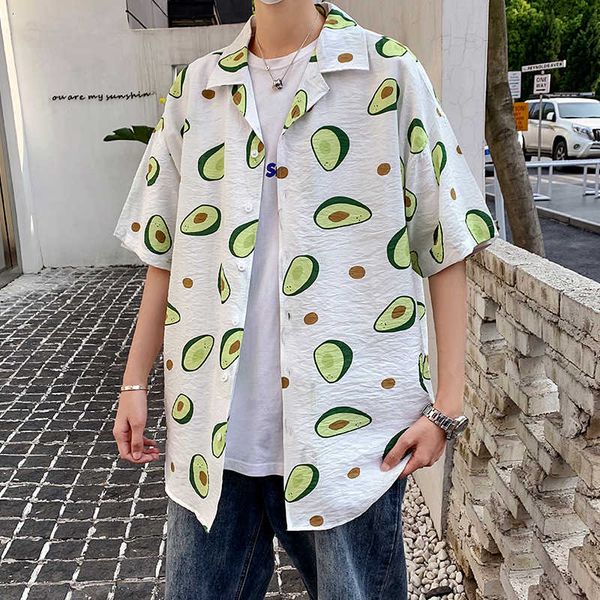 

short sleeve printed suit loose size shirt men's wear, White;black