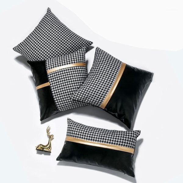 

cushion/decorative pillow fashion pu and polyester jacquard sofa cushion cover decorative case home el office car throw cover1