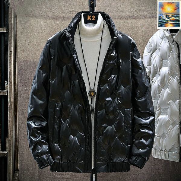

mens thick warm hooded parka puffer feather new mens winter parka warm down parkas genuine clothing windbreaker, Black