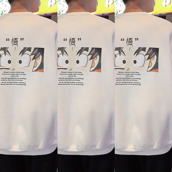 

xfce2 autumn casual men's fashion brand sweater men's long printed t-shirt coat neck sweaterins sleeve crew sweaterhoodie loose ho, Black
